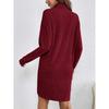 Women S Casual Solid High Neck Long Sleeve Knit Dress