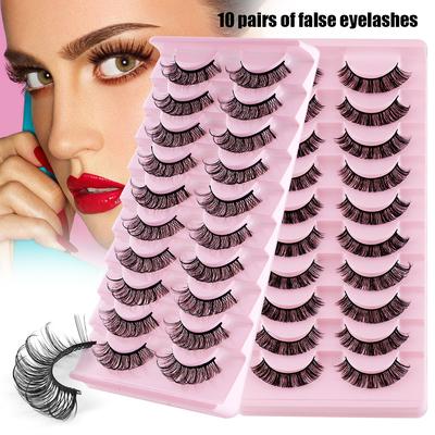 New Product Dd Chemical Fiber Russian Volume False Eyelashes 10 Pairs Thick Natural Grafted Eyelashes