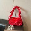 Cloth Polka Dot Shoulder Bag Ruched Strap Canvas Underarm Bag Comfortable Printed Handbag  Shopping