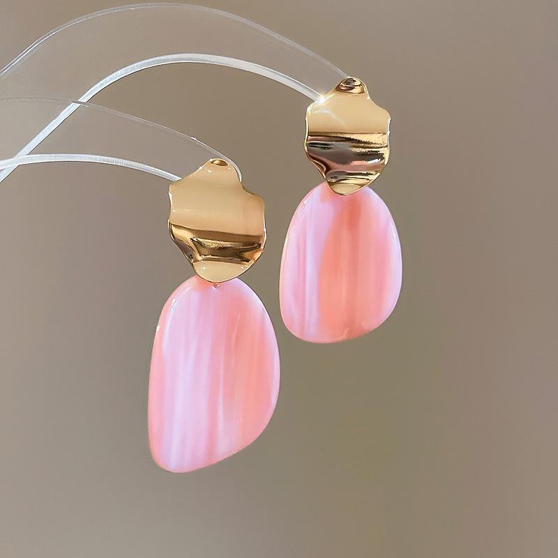 Kolczyki plisowane w kształcie litery U z efektem ombre Silver Needle: Retro Ekstrawagancki High-Endowy Styl Europejski i Amerykański dla Kobiet