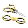 1Pc Mini Folding Keychain Scissors Small Glasses Shaped Travel Scissors Telescopic Thread Cutter Shears for Sewing Crafting Tool