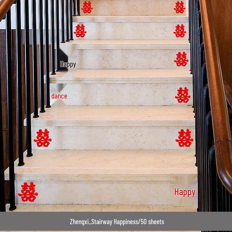 Wedding Joy Character Self-Adhesive Stair Stickers for Engagement and Room Decoration