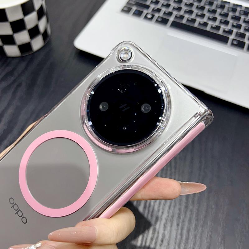 For Oppo Find N6 Case High Definition Transparent Dual Hinges Protection Magnetic Suction Wireless Charging Cover