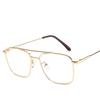Double Beam Anti Blue Light Square Prescription Glasses For The Nearsighted Vintage Metal Myopia Spectacles -0.5 -0.75 To -6.0