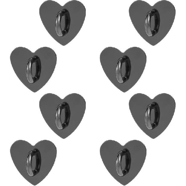 8pcs Cell Phone Ring Holder, Cute Heart Phone Charm Hooks Adhesive Smartphone Finger Ring Stand Sticky Metal Loop Grip for Cellphone Case Pad Tablet