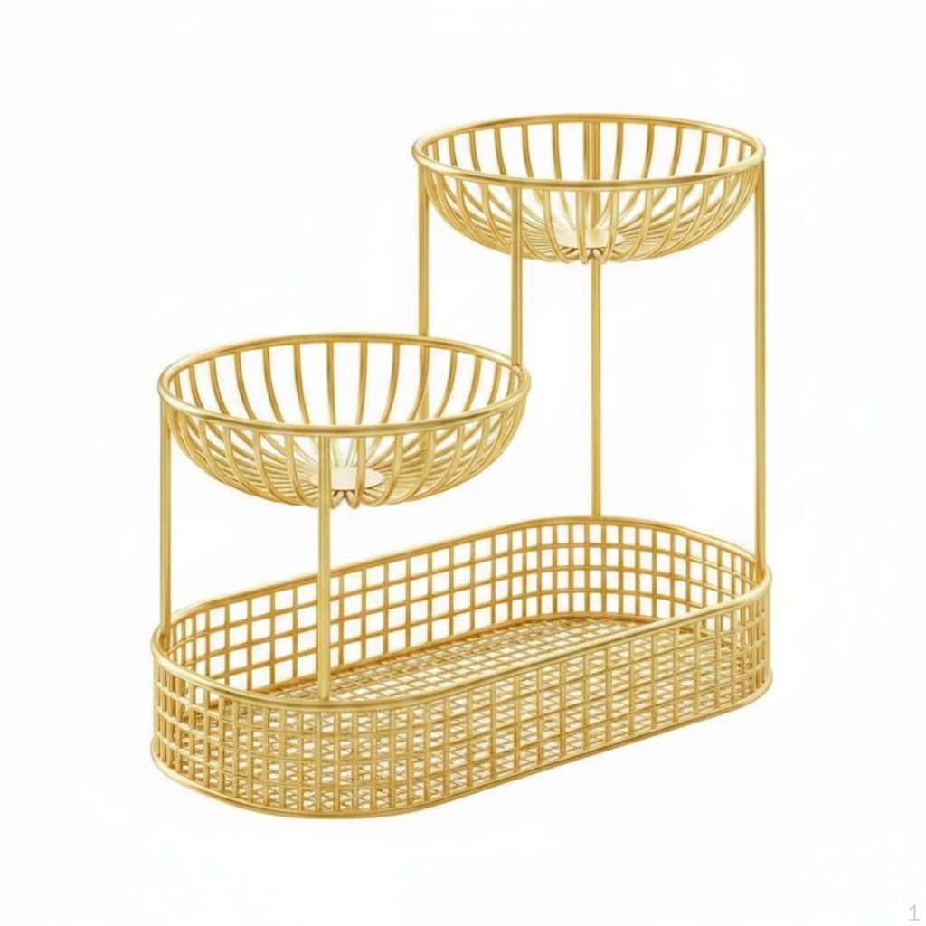 Fruit Basket Ventilated Design Strong LoadBearing Countertop Snack Holder for Living Room, Kitchen,