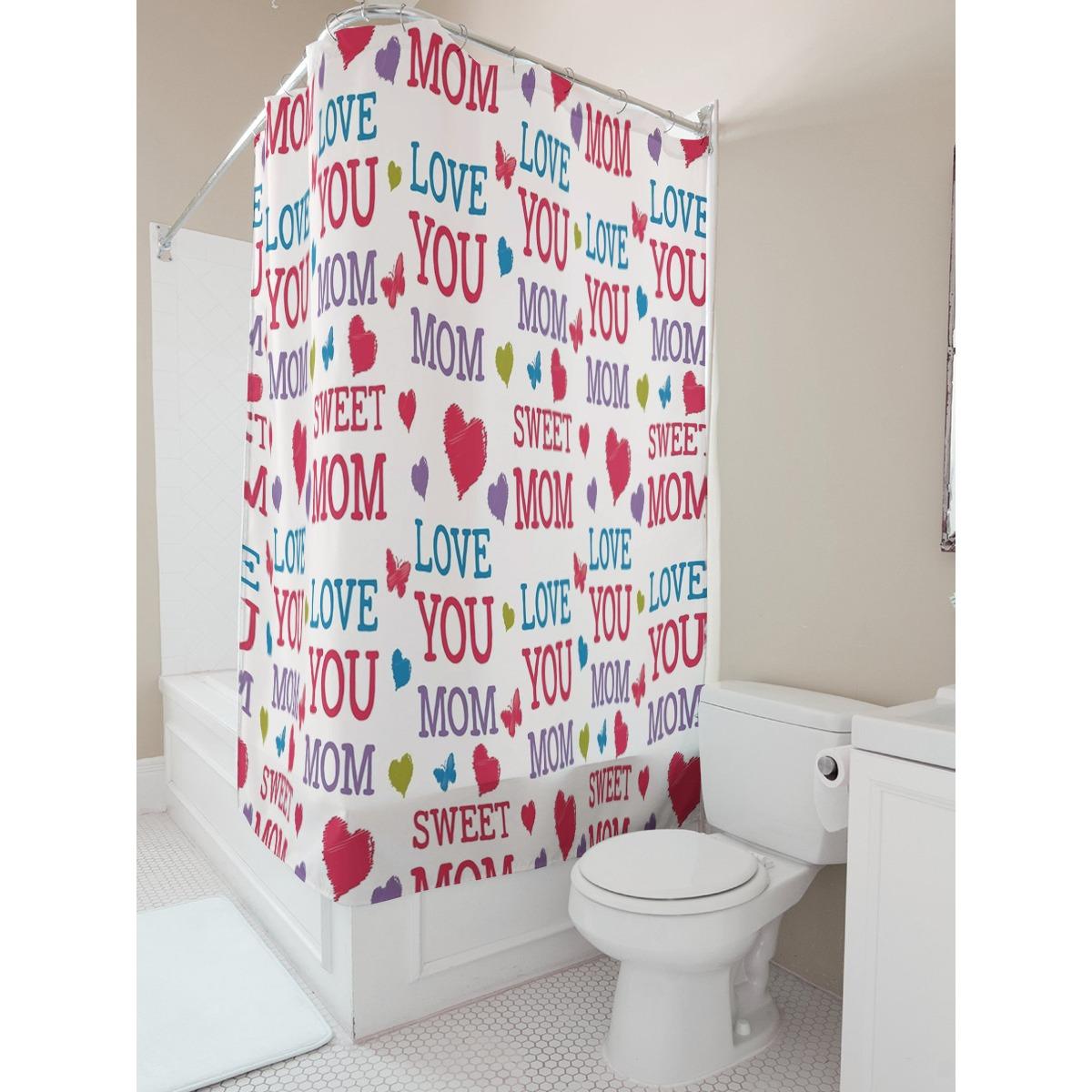 

Love You Mom Sweet Mom Shower Curtain For Bathroom Decor W60H190(CM)-1 Pcs