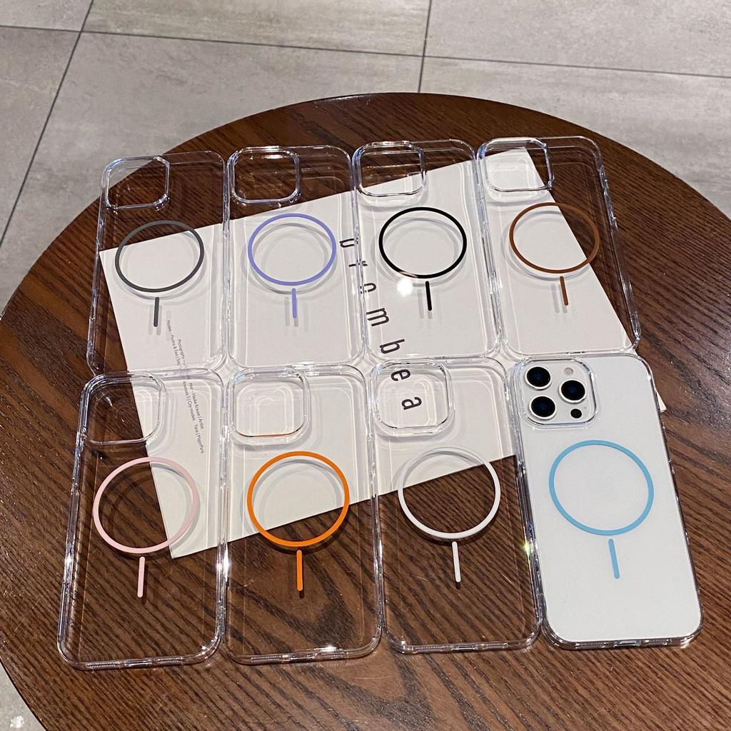 Applicable to iPhone17 mobile phone case fully transparent high definition PC thin ring magnetic suction Apple 16PROMAX anti-drop 14 hard case