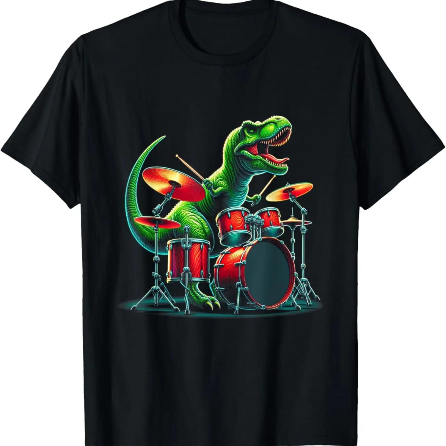 

Cool Dinosaur Drummer - Boys Girls Kids Drummers T-Shirt S