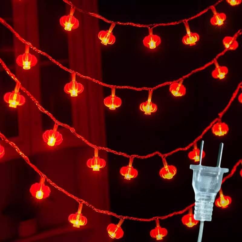 Lucky Character Led String Lights Home Decoration Small Red Lanterns For Holiday