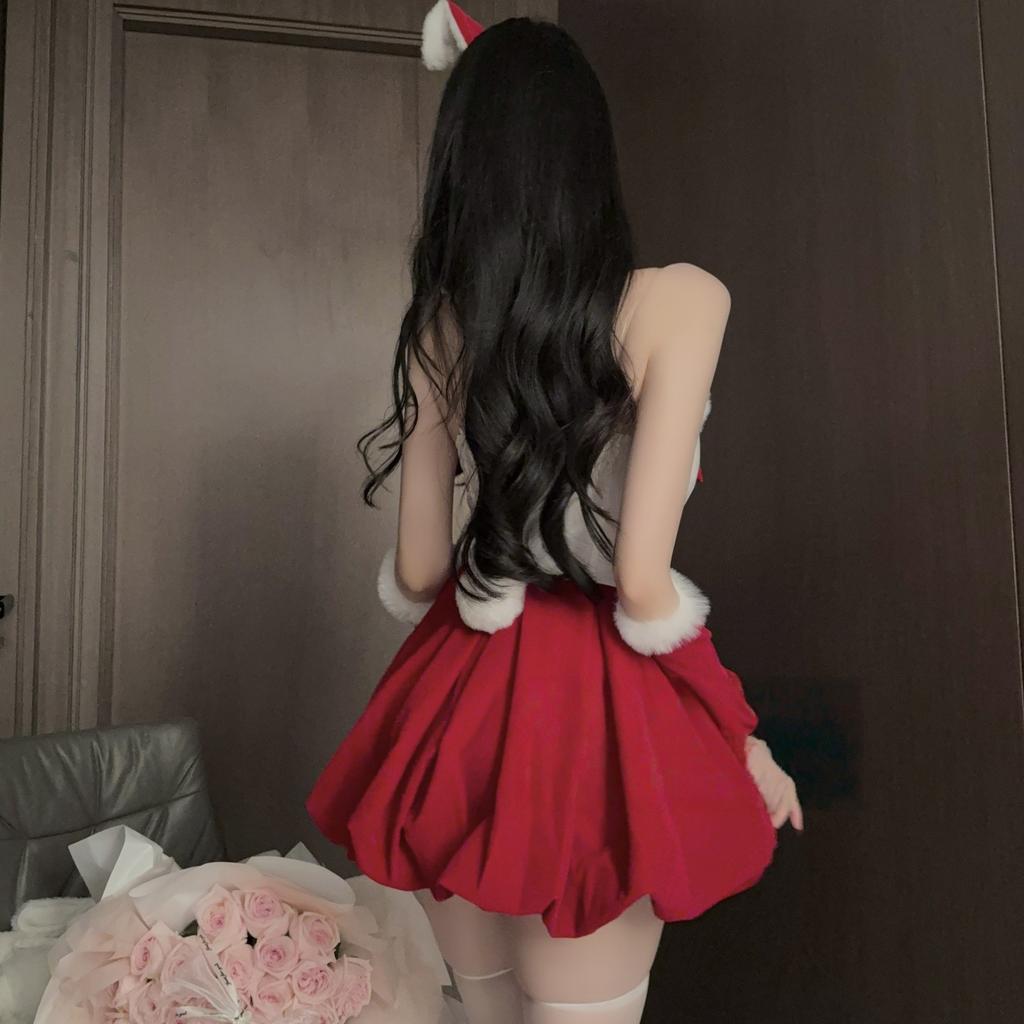 Christmas wear female bunny uniform suit red tube top New Year's Eve robe temperament atmosphere sexy dress