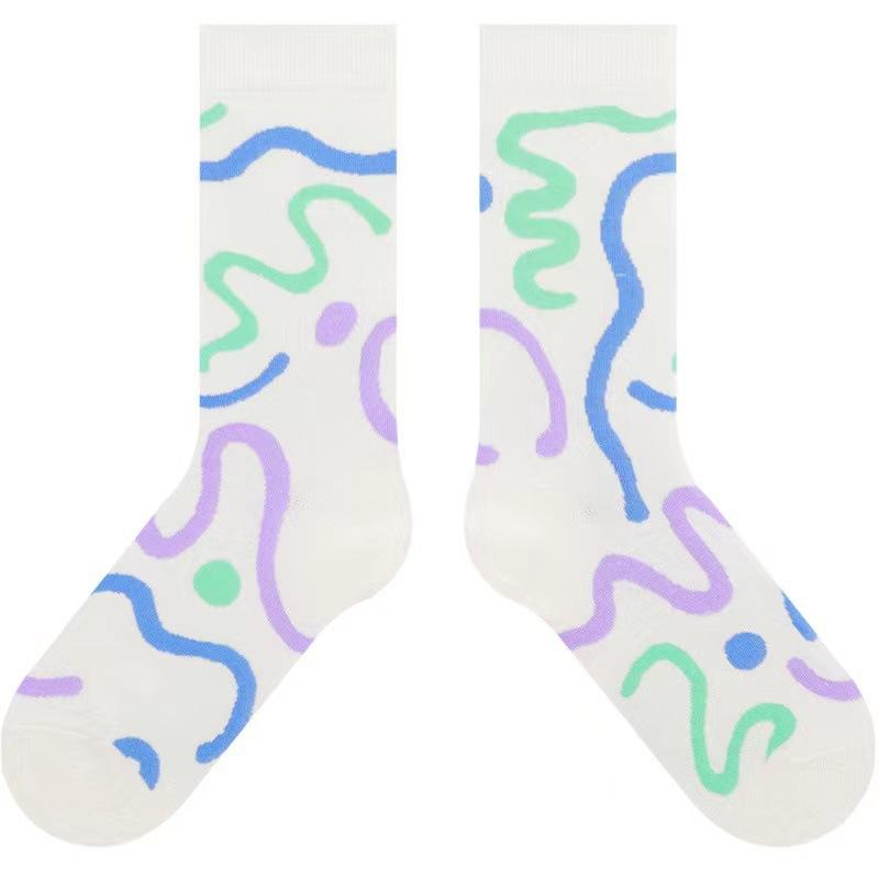 Women's Mid-calf Socks Symbol Space Trendy Socks Student Women's Socks Pop Style Line Socks