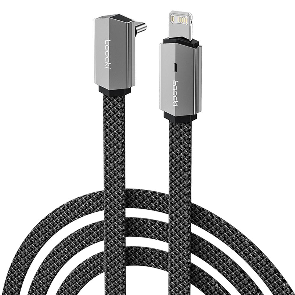 

TOOCKI TQ-X85C1 2m 90 Degree Elbow Type C to Lightning Data Cable 20W Fast Charging Flat Braided Cord