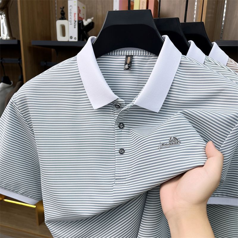 Men's Large Size Casual Polo Shirt Versatile Short Sleeve Loose Business Summer Lapel T-Shirt Soft Cotton Breathable Short Sleeve Polo Shirts