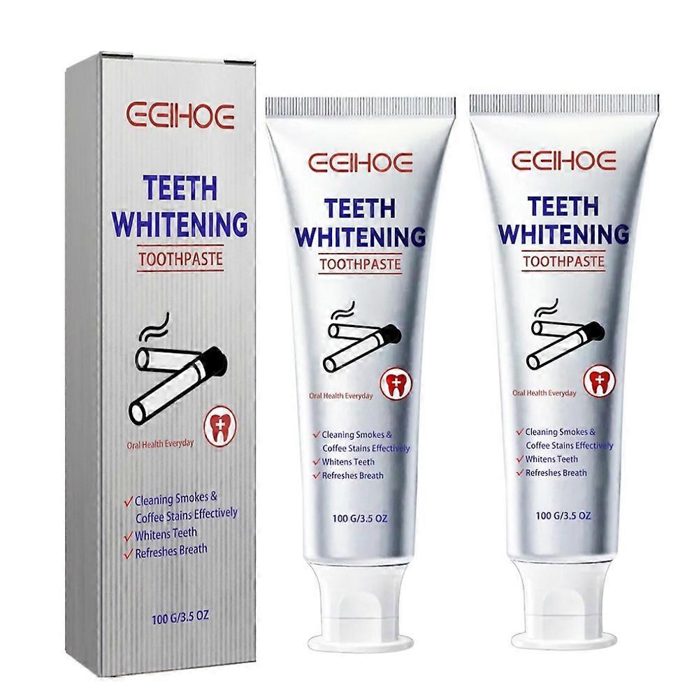 2pcs EELHOE Smoke Stain Removal White Toothpaste Yellow Tooth Stain Removal Mouth Odor Cleaning Teeth Dirt Cleaning Beautiful Teeth