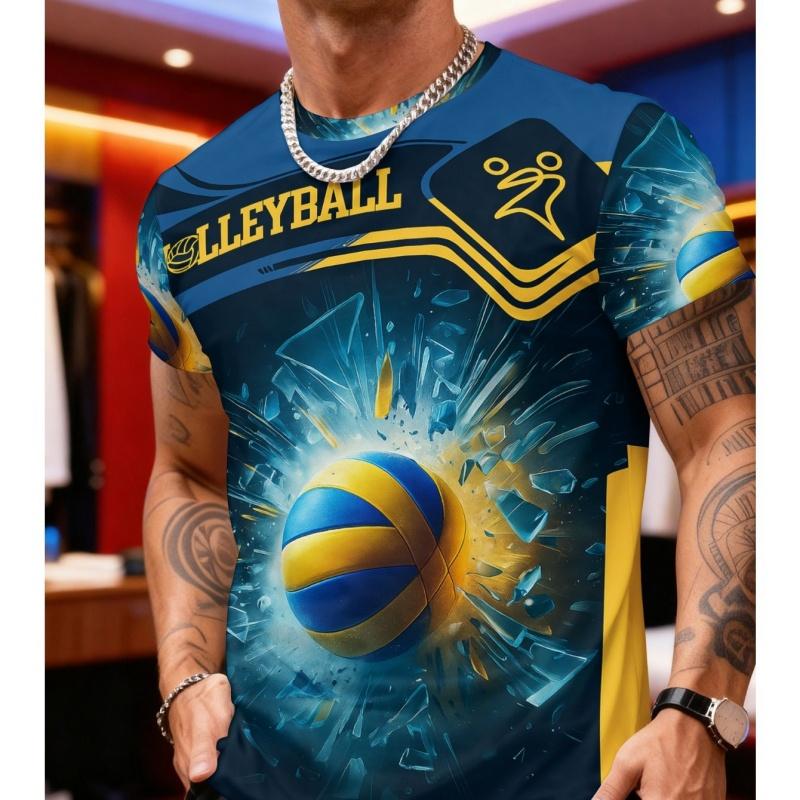 3D Printed Volleyball Jerseys T-shirt For Men Customized Graphic T Shirts Fashion Casual O-Neck Sports Tops Short Sleeve Tees