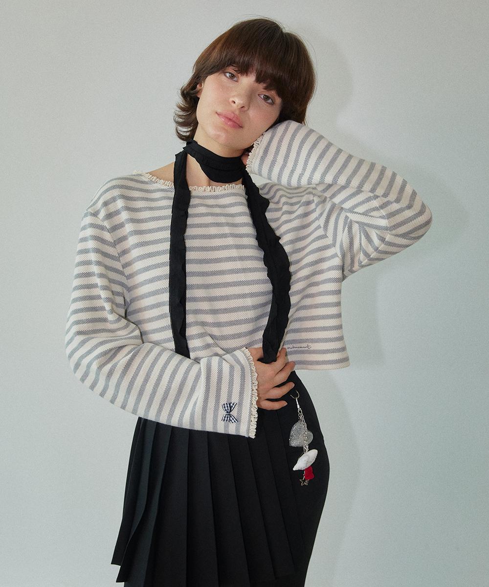 Wove Moment Waffle Boat Neck Striped T-Shirt Wbdftp003St Stripe/One