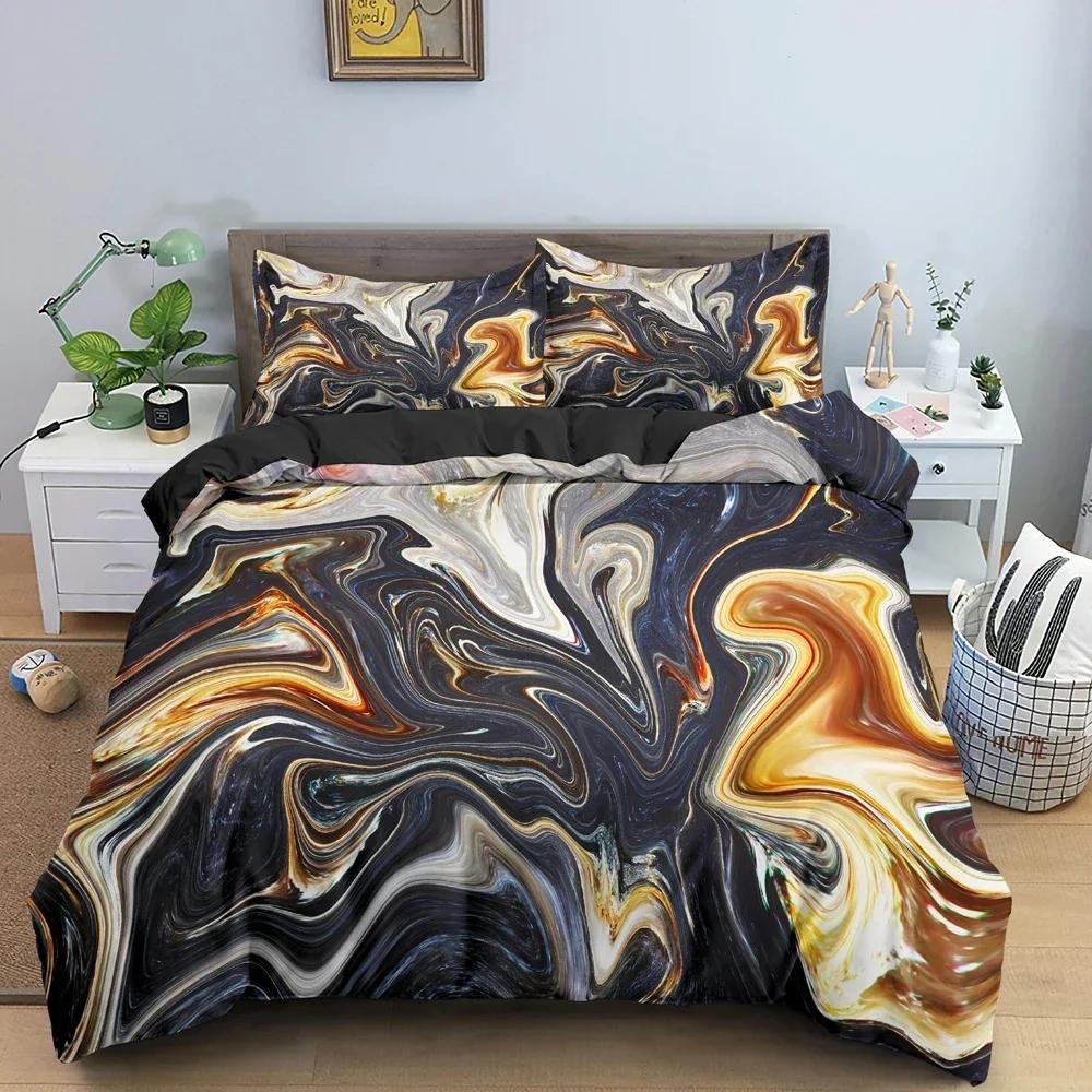 Abstraktes Marmormuster Bequemer Bettdeckenbezug Kissenbezug Bettwäscheset Kinder Schlafzimmer Dekoration Heimtextilien