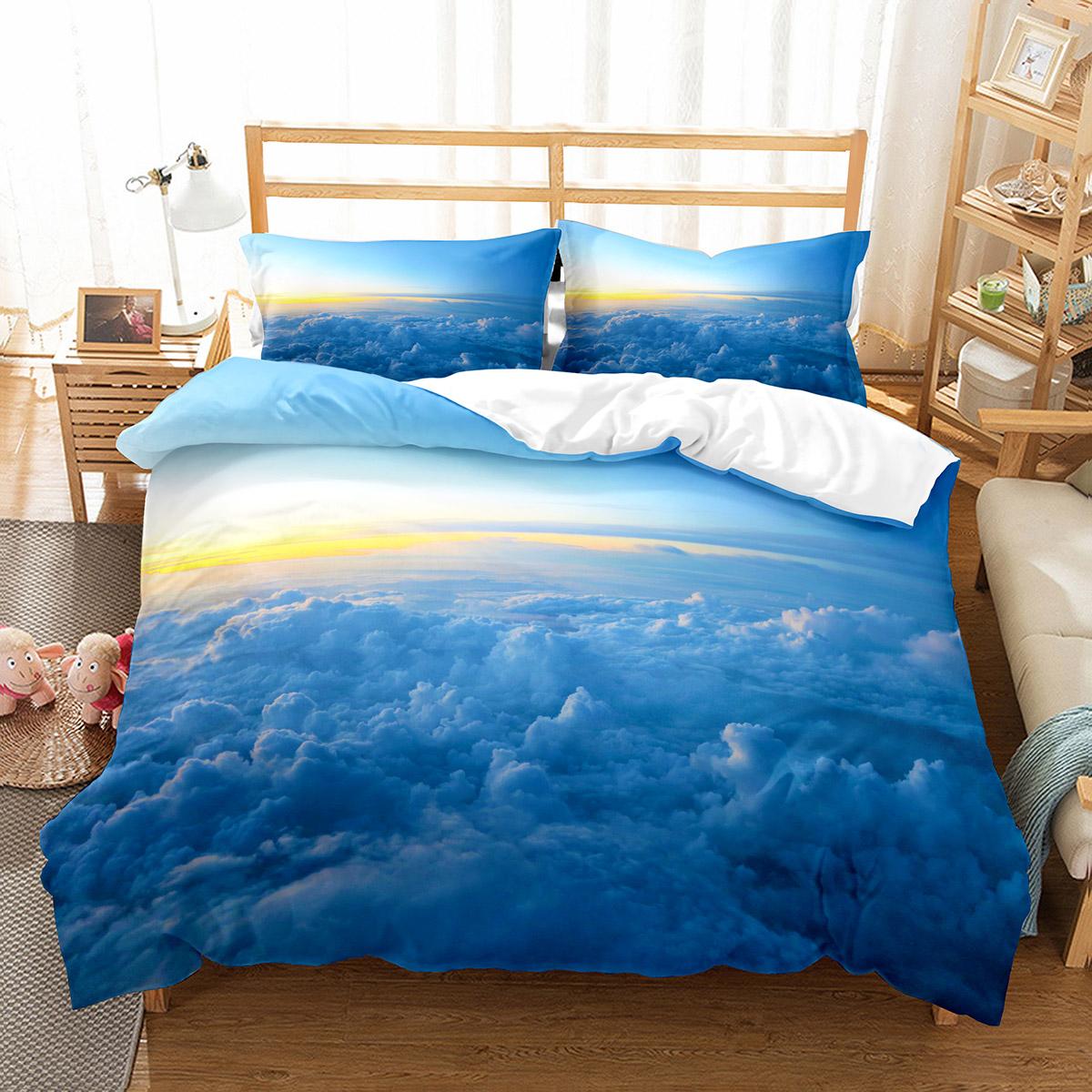 

White Cloud Duvet Cover Set Comfort Cover Twin Full King Size для дітей, підлітків, дорослих, декор спальні Комплект постільної білизни з наволочкою 155x215cm 3pcs