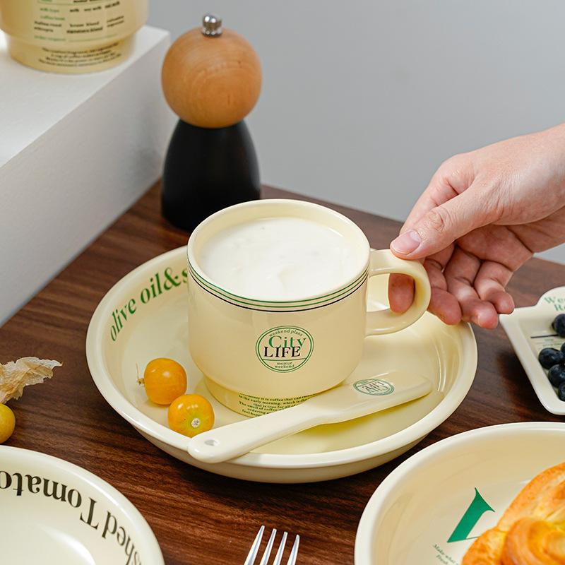 Cream Ins Style Korean Blogger with the Same Niche Letter Breakfast Plate High Value Dessert Dessert Plate High Sense