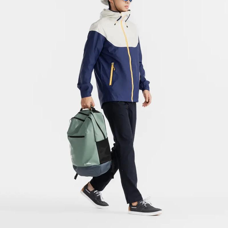 DECATHLON TRIBORD 100 Navy white Hooded Long Sleeve Waterproof, Windproof Breathable Abrasion Resistant Jacket Men's Navy Blue/Off