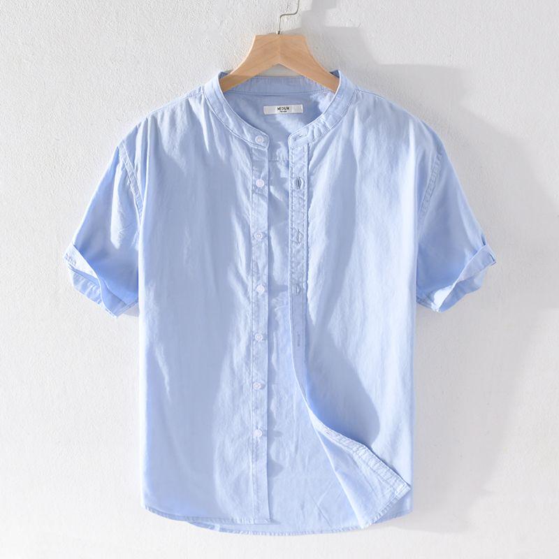 Men's Summer Loose-Fit Cotton Linen Shirt - Japanese Style, Casual Short Sleeve