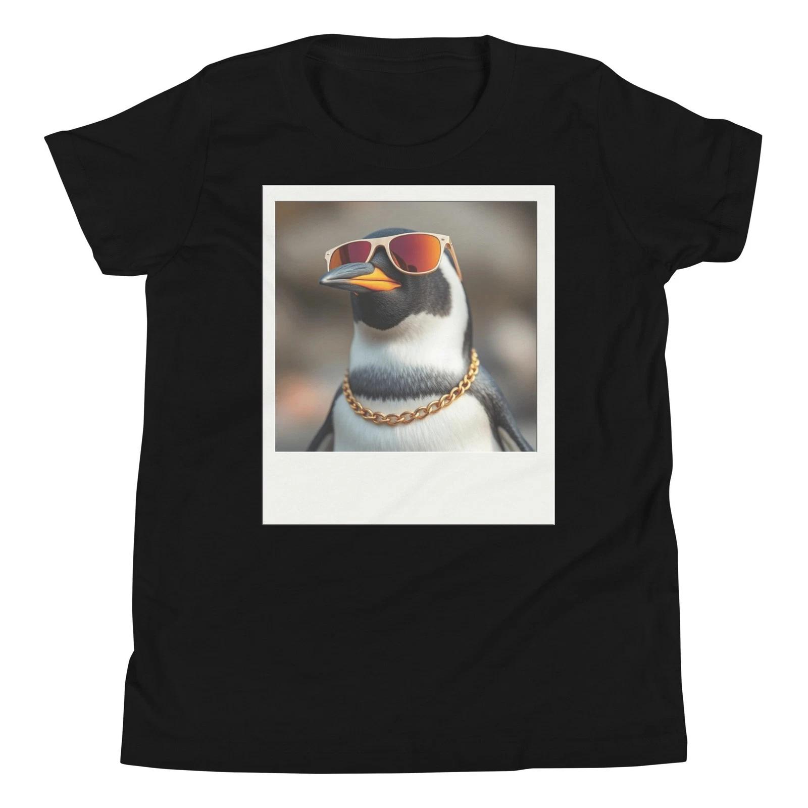 

Funny Penguin Sunglasses Wearing a Chain Animal Lover Youth T-Shirt 130