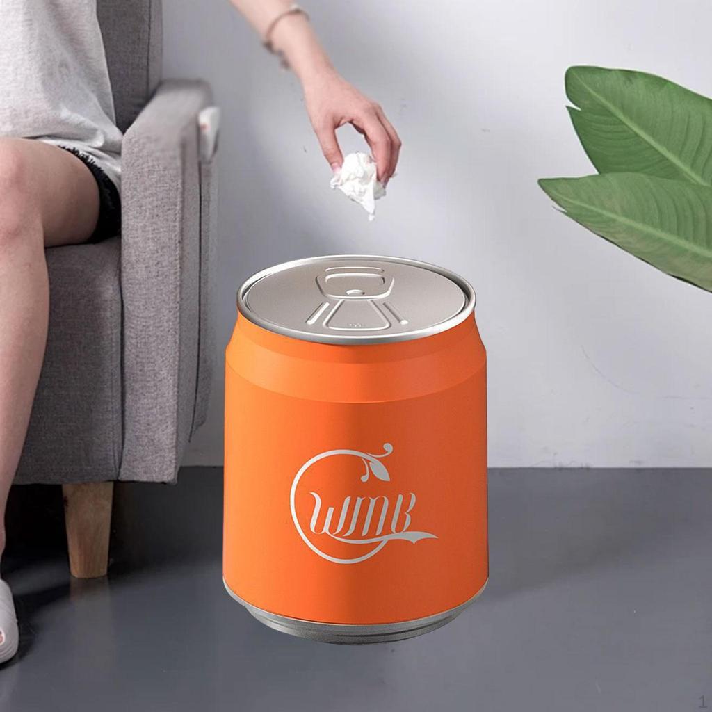 Cola Can Dustbin Small Round Trash Bin with Press Lid for Bathroom