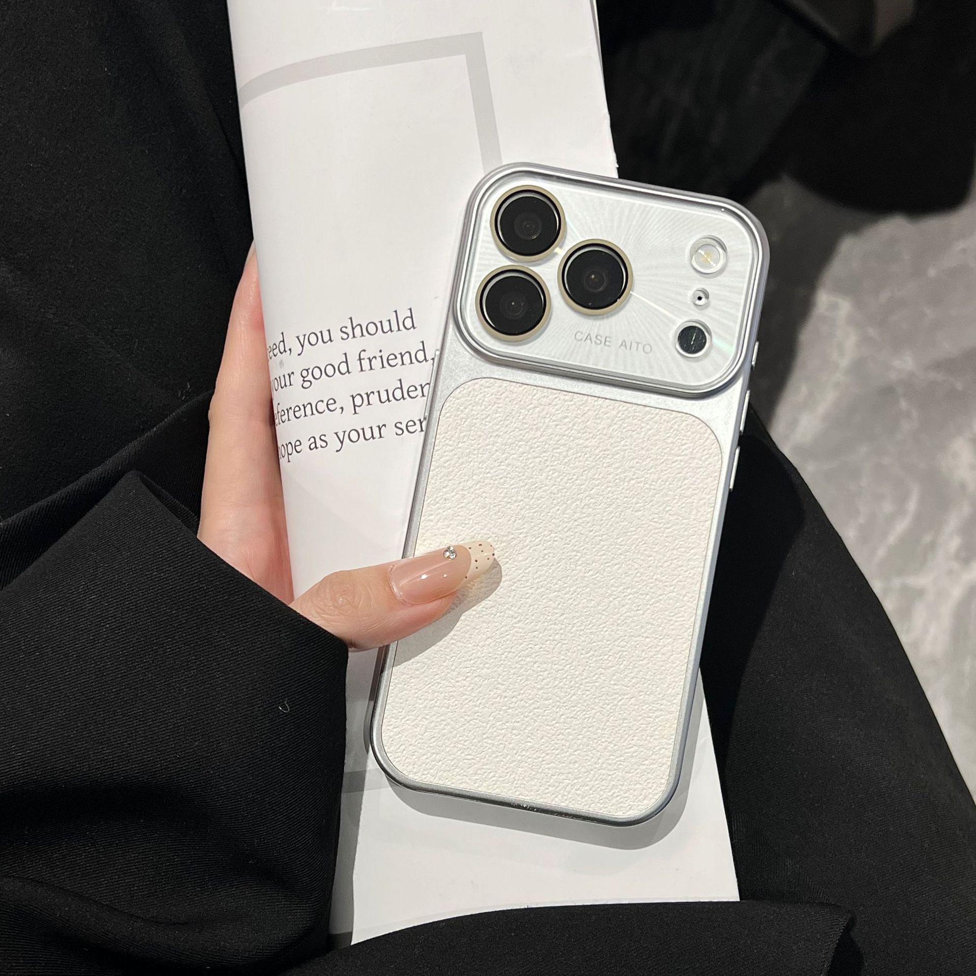 

Apple 17 Pro Max All-in-One Leather Case with Silver Edge for iPhone 14/15/16 - Button Compatible 17