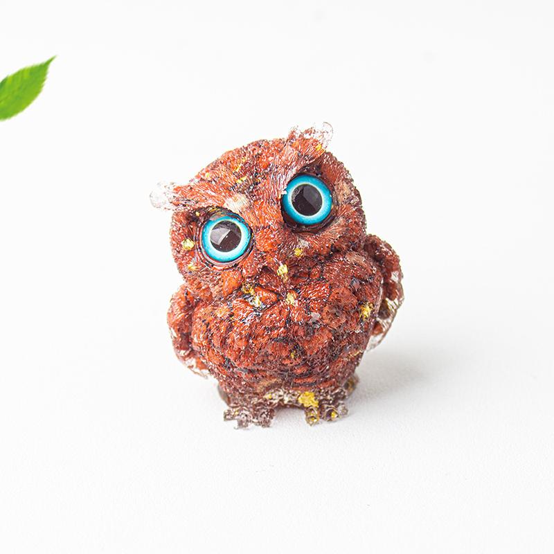 1Pc Natural  Cute Animal Image Macadam Drip Glue Owl Household Supplies Desktop Ornament