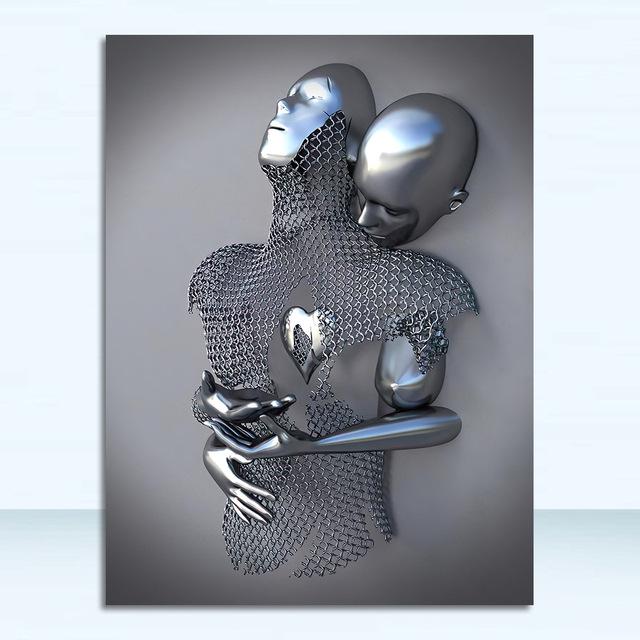 

Romantic Abstract Metal Figure Sculpture Canvas Print: Modern Wall Art 13*18cm only the painting core (no frame)