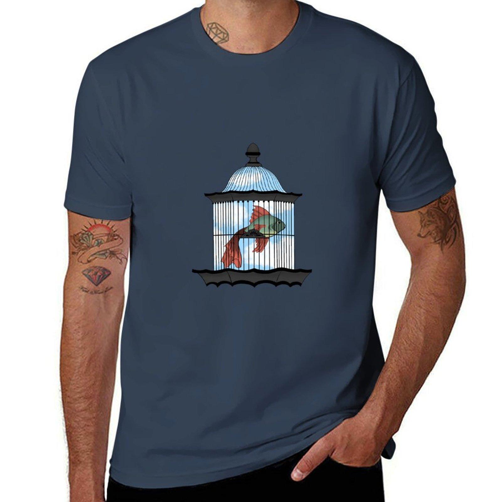 Fish In A Birdcage Tshirt Classic Crew Neck Cotton Tshirt S