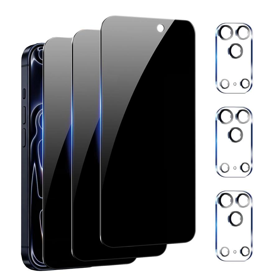 6IN1 /3+3/ Anti Spy Privacy Screen Protector for iPhone 17 Pro Max 17 AIR 17 Pro / 17 Private Film Tempered Glass Camera Lens Protector