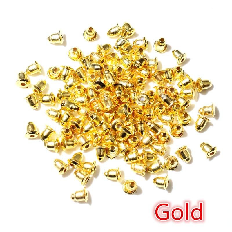 200pcs High Quality Bullet Earring Backs Classic 8 Colors Plated Metal Earring Back Plug Earring Settings Base Ear Studs Back