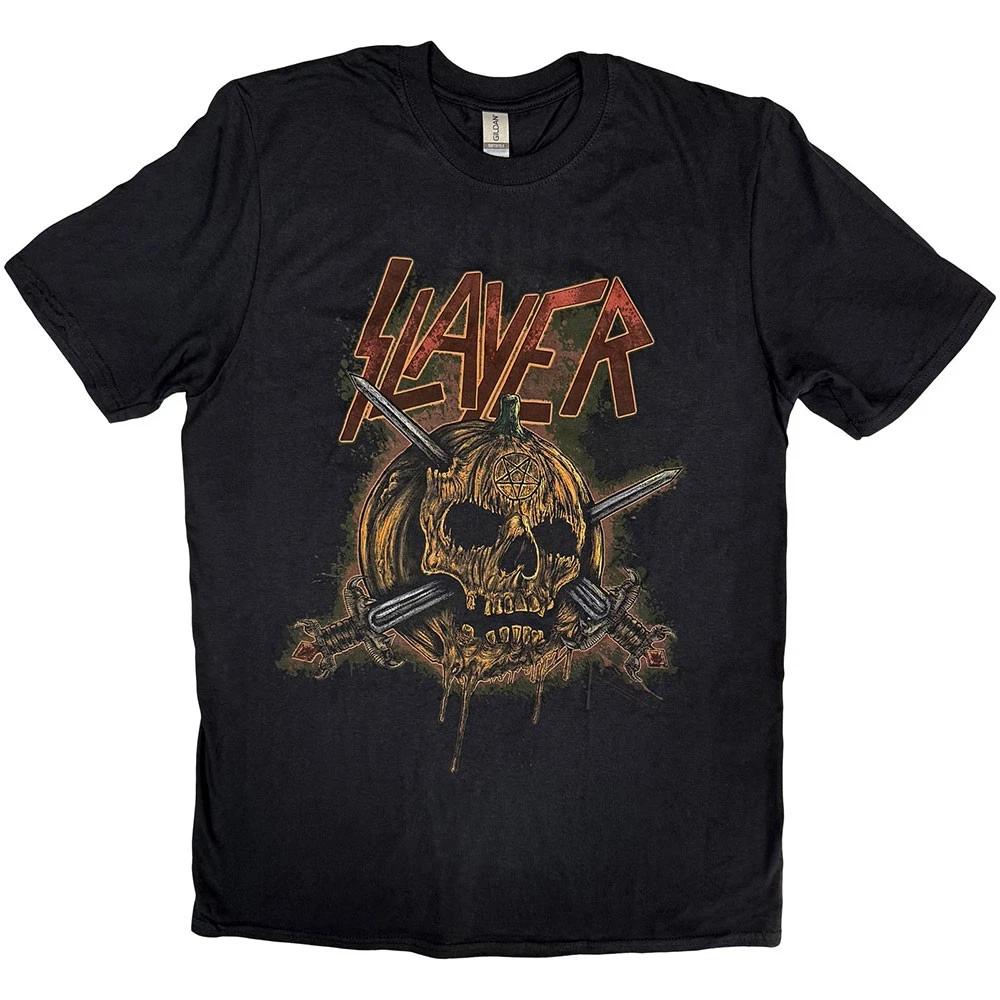 Slayer Mens T Shirt Black Skull Pumpkin Knives band logo Official M