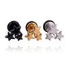 WKOUD Punk Stainless Steel Stud Earrings For Men Women Gothic Rockets Arrow Finger Cool Prevent Allergy Gold Black Puncture