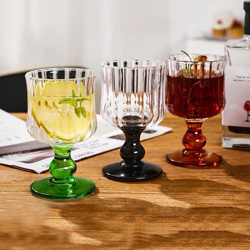 Copa de Vino Pleated de Vidrio Premium Copa de Cóctel Champagne Suministros para Fiesta de Bar Vidrio Whiskey Jugo Bebida Diseño Elegante Vidrio Transparente Clásico