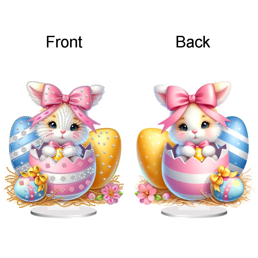 Easter Bunny Eggs Table Top Diamond Painting Ornament Kits Acrylic Special Shaped 5D DIY Diamond Art Tabletop Decor for Beginner