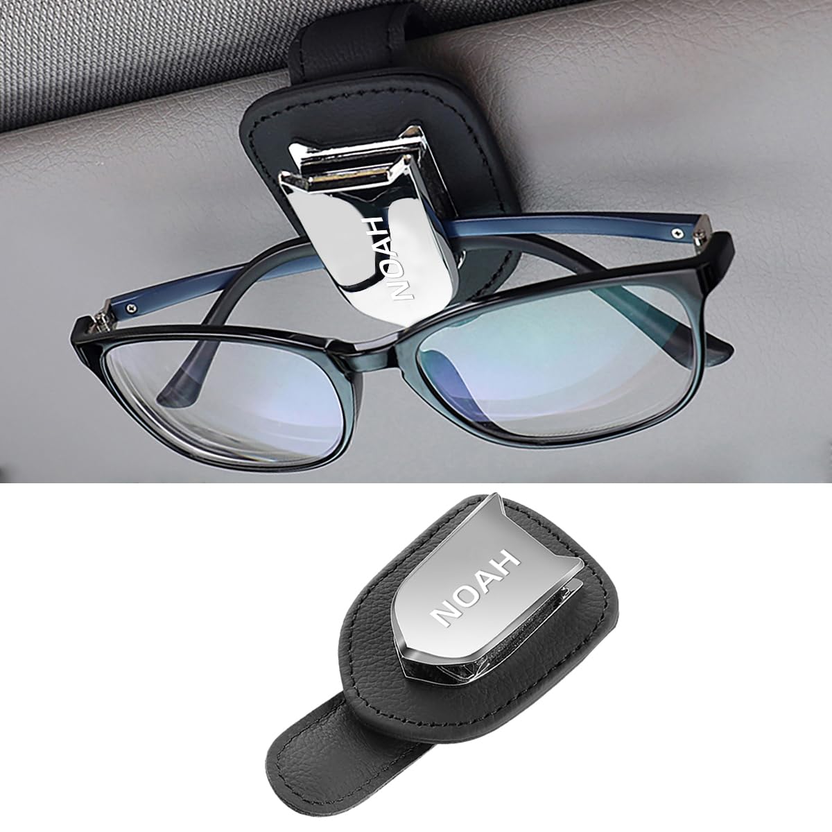 

Leather Sunglasses Holder with NOAH Car Visor for 90 Series Safe Protects Easy Car 1 Piece For [For Noah] Logo, Noah, Driving, Storage, Eyeglasses, чёрный
