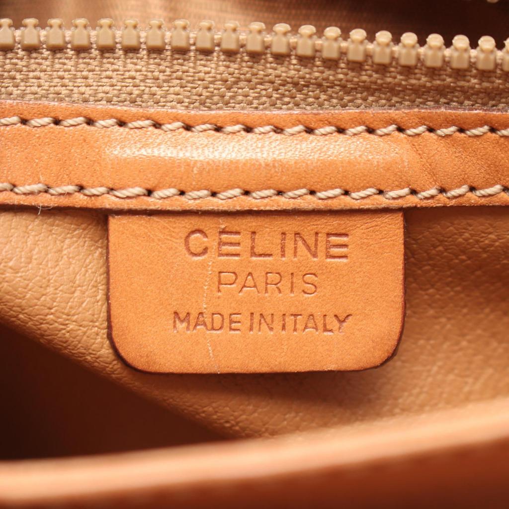 Used CELINE Macadam Shoulder Bag PVC Coated Canvas Leather Brown Used Women