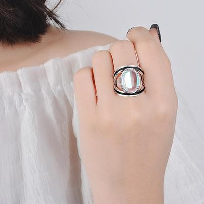 Moda Femei Big Oval Multicolor Faux Moonstone Finger Ring Bijuterii Decor Cadou