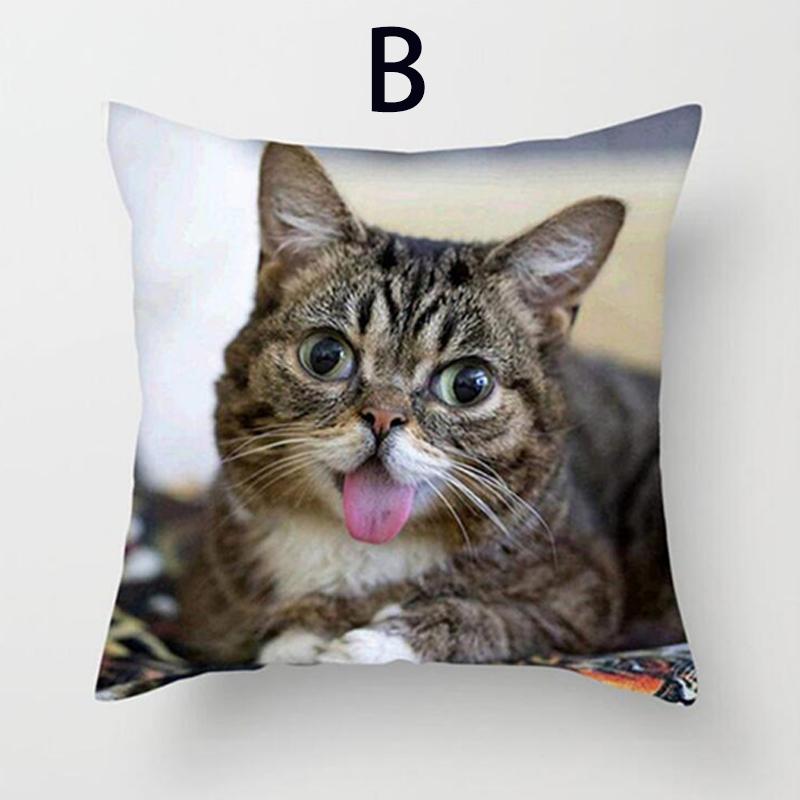 1 Packung Auto-Kissenbezug Polyester Kissenbezug Heimdekoration Katzen-Aufdruck Niedlich Mode