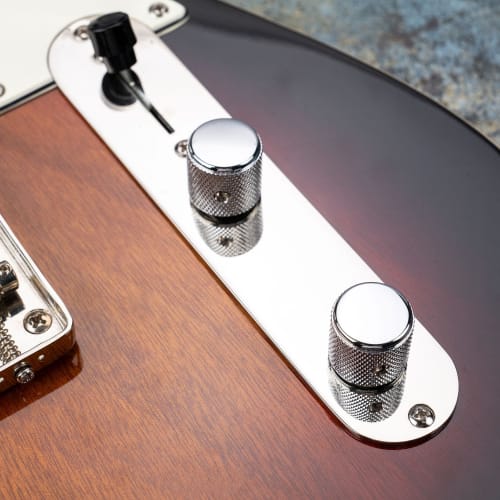 Musiclily Pro 1/4" Guitar Flat Top Aluminum Knobs, Side-Threaded Control Knobs, Barrel Knobs for Fender Mexico Player Tele Electric Guitars, Chrome (S