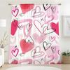 1PCS Pink Black Line Heart-shaped Gauze Curtain   Romantic Style   Living Room and Bedroom   Translucent Gauze Curtain