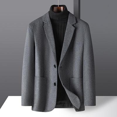 Herbst- und Winterwollanzugsjacke Einfarbig Einseitige Wolle Business Freizeit Einzelweste