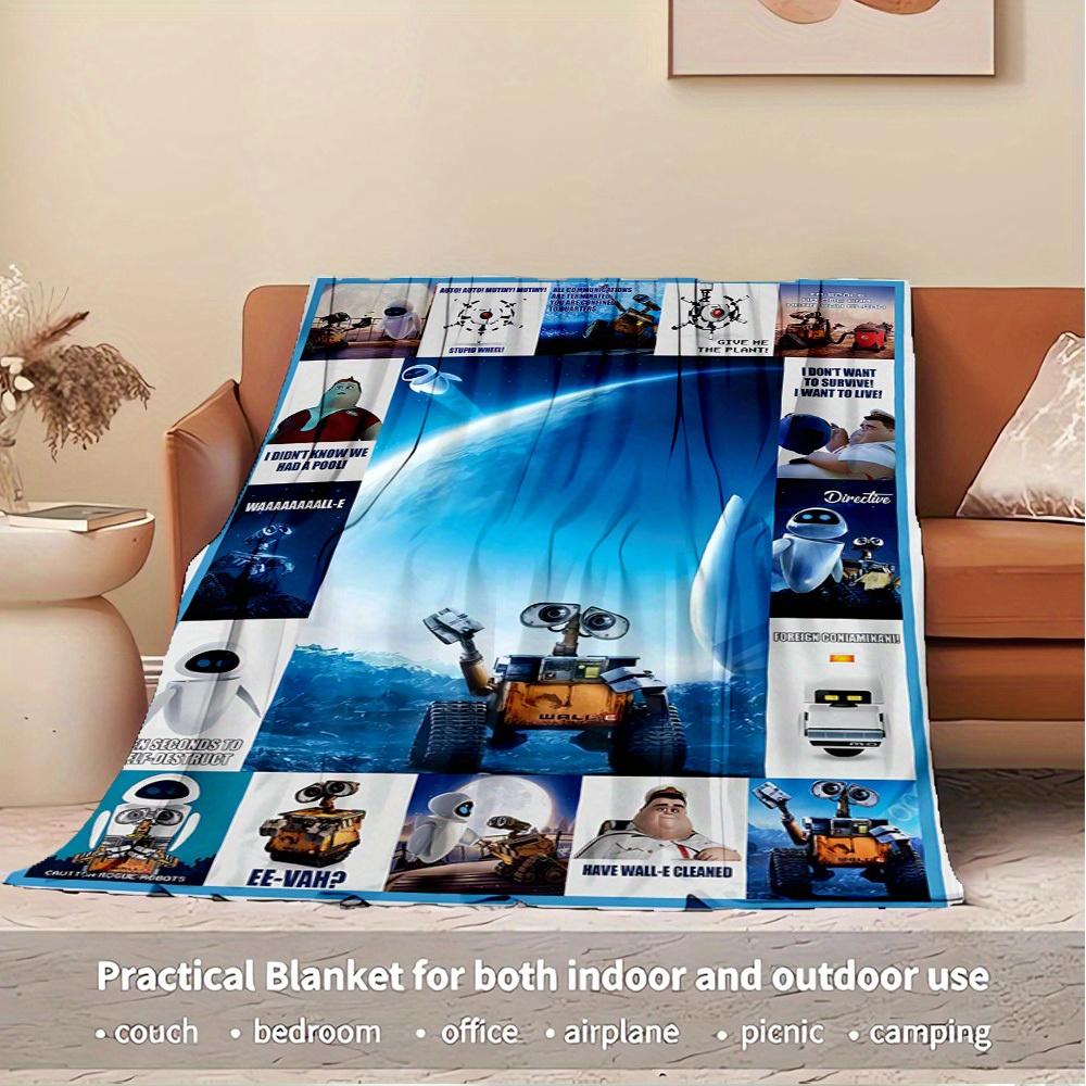1pc Flannel Wall-E & EVE Movie Characters Funny Dialogue Pure Small Blanket Comfortable Bedding Home Decor Gift Adults All Applicable