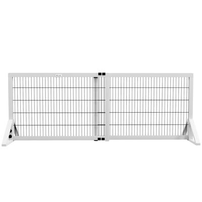 Dog Safety Barrier 2-Panel Protection Barrier Adjustable Width 101-181 Cm Wood Steel White