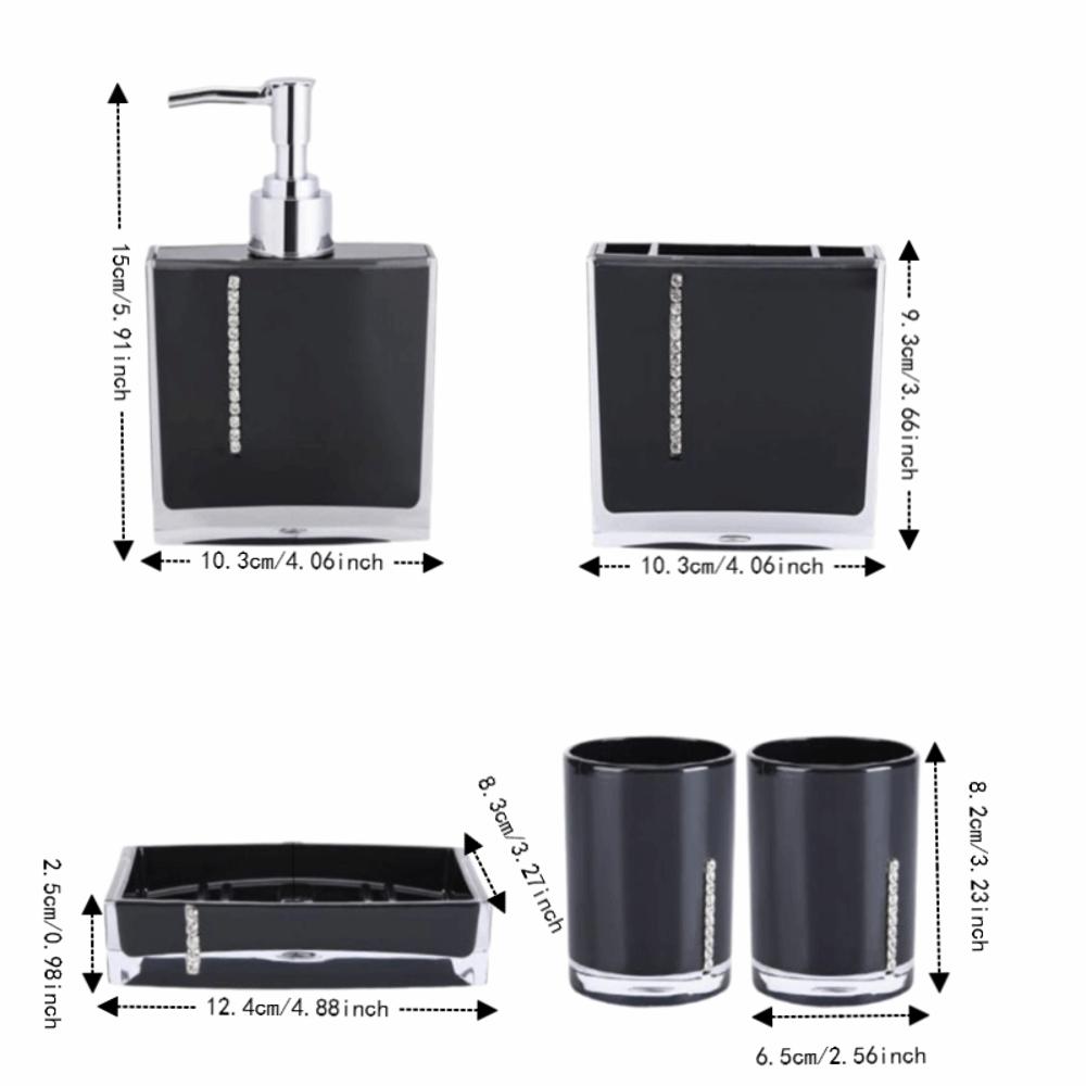 Black Bathroom Accessories Set Acrylic Bath Vanity Set Luxury Bathroom Decor Set Guest Bath