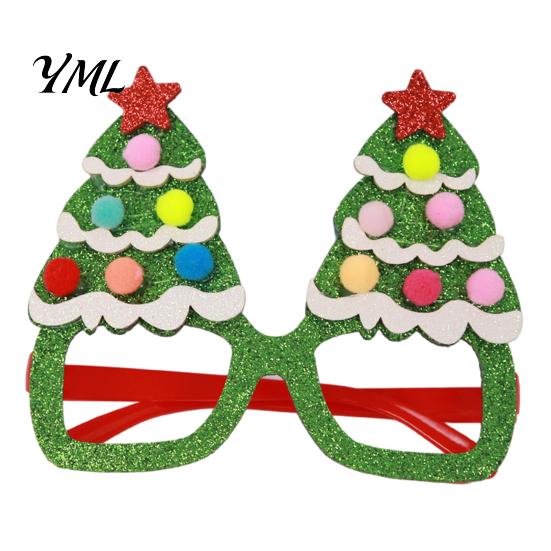 Fun Holiday Accessories for Kids Christmas Glasses, Glitter Party Glasses Frames, Novelty Elf Snowman Santa Claus Elk Frames Reindeer Eyeglasses