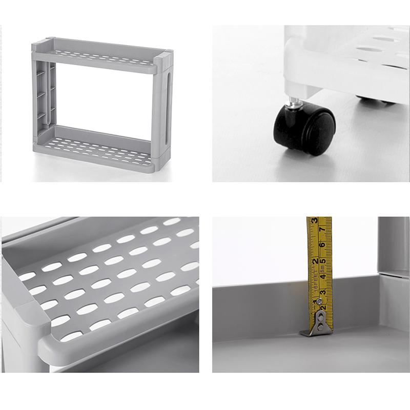 3/4 Layer Kitchen Storage Rack Fridge Side Shelf  Removable with Wheels Bathroom Organizer Holder